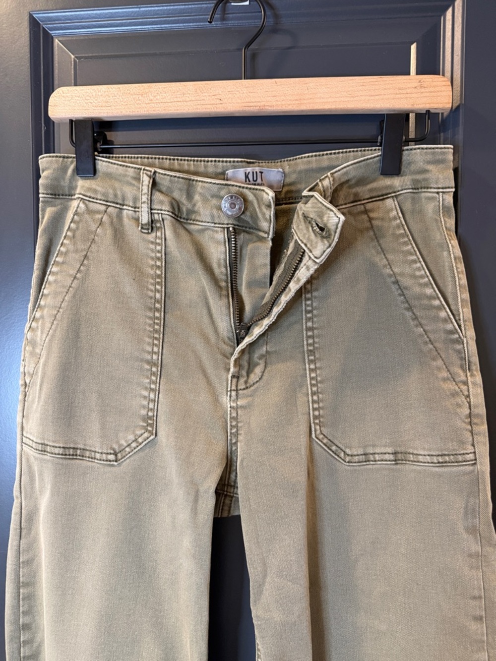 Kut from the Kloth Olive High-Rise Wide Leg Pants - Picture 4 of 4